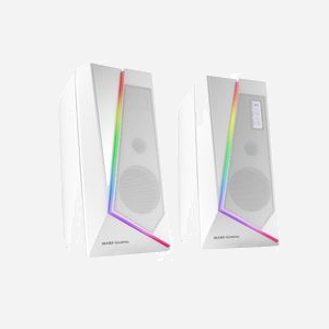 Mars Gaming MS7W Haut-parleurs 2.0 Blanc - 20W RMS, Bluetooth 5.0, DSP, Entrée AUX, RGB Dynamique, 40-20000Hz, Alimentation USB