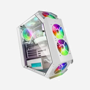 Mars Gaming MC51W Boîtier PC Blanc ATX/microATX/Mini-ITX, 3x3.5", 3x2.5", 6 slots, façade et côté en verre trempé, 5 ventilateurs 120mm ARGB, USB 3.2 Gen 1 - Miniature 2