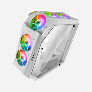 Mars Gaming MC51W Boîtier PC Blanc ATX/microATX/Mini-ITX, 3x3.5", 3x2.5", 6 slots, façade et côté en verre trempé, 5 ventilateurs 120mm ARGB, USB 3.2 Gen 1 - Miniature 3