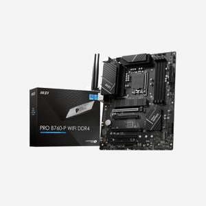Carte mère MSI PRO B760-P WIFI DDR4, Socket LGA 1700, Chipset Intel B760, 4x DDR4 DIMM jusqu'à 128GB 5333MHz(OC), 2x M.2, SATA III, 2.5GbE LAN, WiFi, BT, ATX