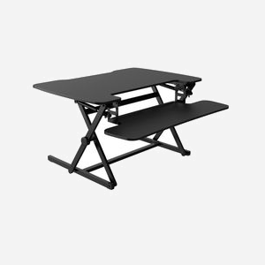 Hannspree Poste de Travail Assis-Debout Noir 890x590mm Réglable 140-500mm Charge Max 15kg Support Clavier 867x322mm Réf 80-PR000002G000 - Miniature 1