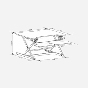 Hannspree Poste de Travail Assis-Debout Noir 890x590mm Réglable 140-500mm Charge Max 15kg Support Clavier 867x322mm Réf 80-PR000002G000 - Miniature 5