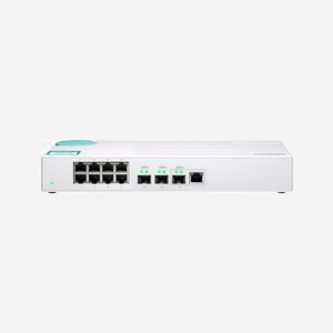 QNAP QSW-308-1C Switch Non-géré 8x Gigabit Ethernet + 3x 10GbE SFP+/RJ45, Capacité 76 Gbit/s, Blanc, Sans Ventilateur - Miniature 1