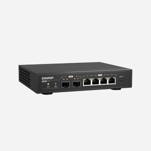 QNAP QSW-2104-2S Commutateur Non-Géré 4x 2.5G Ethernet RJ45 + 2x 10G SFP+ - Capacité 60 Gbit/s, IEEE 802.3az, Sans Ventilateur - Miniature 4