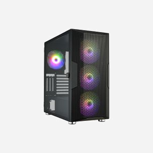 FSP CUT592 Tower Noir - Boîtier PC ATX/EATX/micro ATX/Mini-ITX, 3x140mm avant, 1x140mm arrière, USB 3.2, 2x3.5", 3x2.5", verre trempé