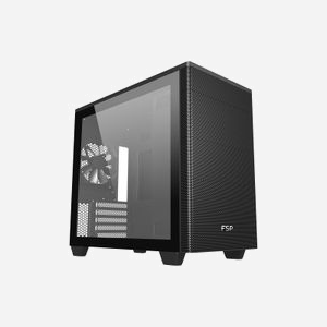 FSP CST360B Tower PC Noir, ATX/micro ATX/Mini-ITX, 2x3.5", 3x2.5", 5 slots, Vent. 1x120mm AV/1x120mm AR, USB 3.2 Gen 2 Type-C, Verre Trempé