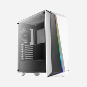 Aerocool CYLONPROWG Blanc - Boîtier PC Midi Tower ATX/micro ATX/Mini-ITX, 2x3.5", 4x2.5", USB 3.2 Gen 1, Ventilateur 120mm arrière, façade RGB, compatible watercooling 240mm - Miniature 3