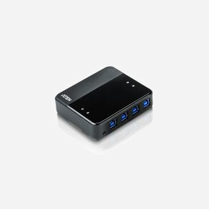 ATEN US434-AT : Commutateur USB 3.2 Gen1 4x4 Ports (5 Gbps) avec Sélecteur Déporté, Connecteurs Type-A et Type-B, Alimentation Micro-USB, Boîtier Plastique Noir
