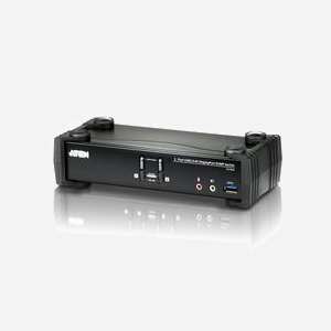 ATEN Commutateur KVMP™ CS1922-AT-G DisplayPort 4K 2 Ports USB 3.0, Hub USB 3.2 Gen 1, Résolution 4096x2160, Câbles inclus, Compatible Windows/Linux/Mac