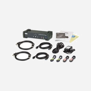 ATEN Commutateur KVMP™ CS1922-AT-G DisplayPort 4K 2 Ports USB 3.0, Hub USB 3.2 Gen 1, Résolution 4096x2160, Câbles inclus, Compatible Windows/Linux/Mac - Miniature 4