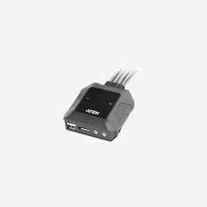 ATEN Commutateur KVM 2 Ports DisplayPort USB 2.0 4K UHD (4096x2160@30Hz) avec Audio, Câbles Intégrés (1.2m), Sélecteur de Port Distant - Miniature 3