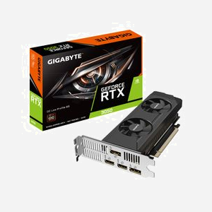 GIGABYTE GeForce RTX 3050 OC Low Profile 6G - 6 Go GDDR6, 1477 MHz, 2304 CUDA, PCI Express 4.0, HDMI 2.1/DisplayPort 1.4a