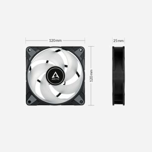 ARCTIC Ventilateur Boîtier PC P12 PWM PST A-RGB 0dB 120mm Noir/Blanc, 0-2000 RPM, 82.91 m³/h, 1.85 mmH2O, FDB, Connecteur 4-Pin + 4-Pin - Miniature 4