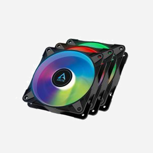ARCTIC P12 PWM PST A-RGB 0dB - Ventilateur 120mm Boîtier PC - 0-2000 RPM - 82.91 m³/h - FDB - 12V - Connecteur 4-Pin + 4-Pin - Noir/Blanc - Lot de 3