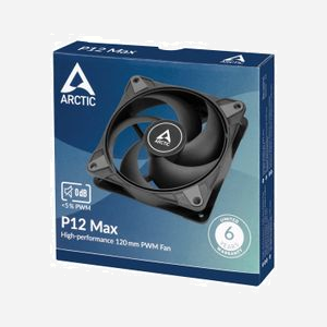 ARCTIC P12 Max Ventilateur 120mm Noir, 200-3300 RPM, 137.69 m³/h (81.04 CFM), 4.35 mmH2O, FDB, 0.6 Sone, PWM 4-Pin, 12V - Miniature 5