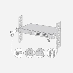 TP-Link RACKMOUNT-KIT-13 : Kit de montage rack 19" métal noir pour OC300, TL-R480T+, TL-SF/SG (1008 à SX3206HPP) - Miniature 3