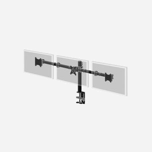 iiyama DS1003C-B1 Support Bureau pour 3 écrans 10-27" (25.4-68.6cm), VESA 75/100mm, Pince, Charge 30kg, Rotation 90°, Noir