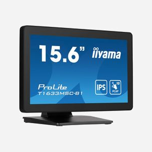 Iiyama ProLite T1633MSC-B1 Moniteur LCD Tactile 15.6" Full HD IPS 1920x1080, 450cd/m², 5ms, HDMI/DisplayPort, USB Hub, VESA 100x100, Noir - Miniature 2