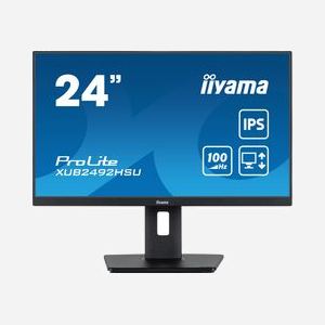 Iiyama XUB2492HSU-B6 : Écran 23.8" LED Full HD, IPS, 1920x1080, 0.4ms, 100Hz, DP 1.4, HDMI, Hub USB, AMD FreeSync, Noir