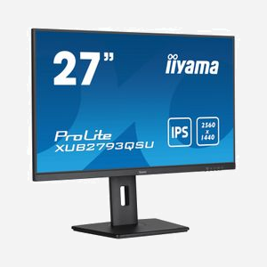 iiyama ProLite XUB2793QSU-B7 : Écran 27" IPS WQHD (2560x1440) 100Hz, 1ms MPRT, 300cd/m², Hub USB 3.2, HDMI/DisplayPort, Pied réglable en hauteur - Miniature 3