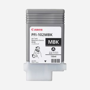 Canon PFI-102MBK Cartouche d'encre Noir Mat Pigmentée 130ml (0894B001) pour imagePROGRAF iPF500/iPFx00/iPFx10/iPFx50/iPFx55/iPFx60/iPFx65
