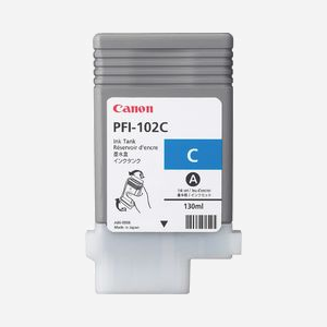 Canon PFI-102C Cartouche d'encre Cyan Original 130ml pour imagePROGRAF iPF500/iPFx00 Series - Référence 0896B001 (Japon)
