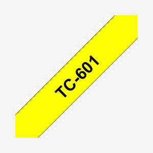 Brother TC-601 Ruban d'étiquette 12mm Noir sur Jaune Laminé 7.7m, Compatible P-touch, Type TC, Pays d'origine Japon