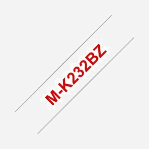 Brother M-K232B Ruban d'Étiquette 1.2cm x 8m Rouge sur Blanc, Type M, Dimensions 20x81x80mm, Code SH 48219090 - Miniature 1