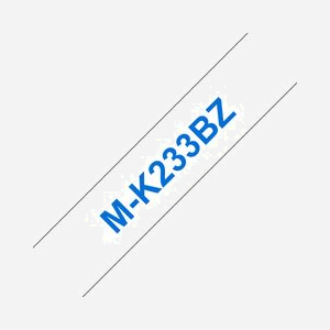 Brother M-K233B Ruban d'Étiquette 1.2cm x 8m Bleu sur Blanc - Type M - Pour Étiqueteuses P-touch - Impression Thermique Directe