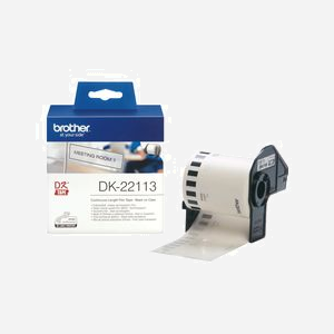 Brother DK-22113 Ruban d'étiquettes Continu 6.2cm x 15.24m Noir sur Transparent, Impression Thermique Directe, pour QL1050, QL700, etc.