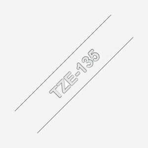 Brother TZe-135 Cassette Ruban Laminé 12mm x 8m Blanc sur Transparent - Résistant UV, Eau, Huile, Températures - Compatible PT-1280HK et autres - Miniature 1