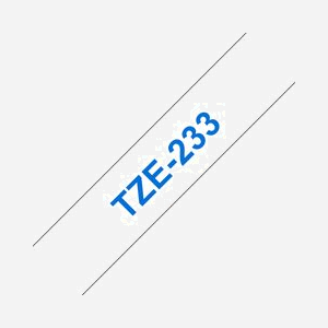 Ruban d'étiquette Brother TZE-233 Bleu sur Blanc Laminé 12mm x 8m - Compatibilité Brother P-touch - Dimensions 17x68x87mm - Pays d'origine Philippines