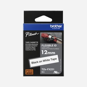 Brother TZe-FX231 Ruban Etiquette 12mm Noir/Blanc TZ, Adhésif Flexible, 8m Longueur, Transfert Thermique, Compatible P-touch - Miniature 3