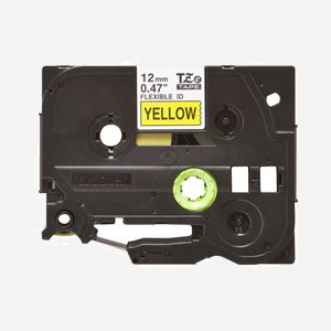 Ruban d'étiqueteuse Brother TZe-FX631 12mm Noir sur Jaune, adhésif spécial, longueur 8m. Technologie transfert thermique, compatible P-touch. - Miniature 2