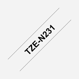 Brother Ruban Étiquettes TZE-N231 Noir sur Blanc 12mm x 8m TZ Non Laminé Transfert Thermique Compatible PT-Series