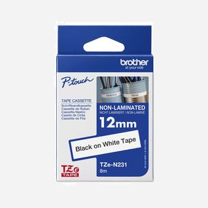 Brother Ruban Étiquettes TZE-N231 Noir sur Blanc 12mm x 8m TZ Non Laminé Transfert Thermique Compatible PT-Series - Miniature 3