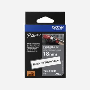 Brother TZe-FX241 Ruban Etiquette 18mm Noir sur Blanc TZ, Adhésif Spécial Câbles, 8m, Transfert Thermique, Compatible Etiqueteuses P-touch - Miniature 3