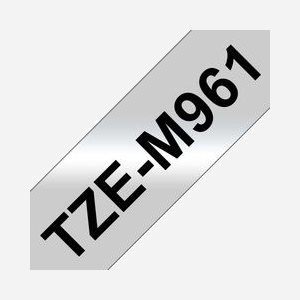 Brother TZe-M961 Ruban d'Étiquette Laminé 36mm Noir sur Argent Métallique Mat 8m, Type TZe, Adhésif Standard, Dimensions 40x70x100mm