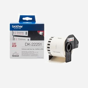 Brother DK-22251 Ruban Étiquette Continu 6.2cm x 15.24m Noir/Rouge sur Blanc, Transfert Thermique, Compatible QL-8xx