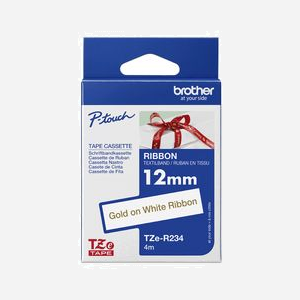 Brother TZe-R234 Ruban d'étiquette 12mm x 4m Doré sur Blanc, Transfert thermique, Compatible P-touch, Résistant Humidité et Saleté - Miniature 3