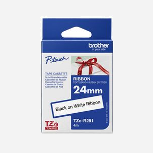 Brother TZe-R251 Ruban Tissu Non-Adhésif Noir sur Blanc 24mm x 4m - Transfert Thermique - Compatibilité P-touch PT-P900W/H500 - Miniature 3