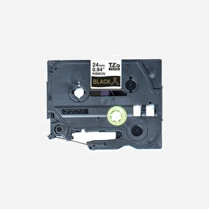 Brother TZe-R354 Ruban d'étiquette non-adhésif Or sur Noir 24mm x 4m TZe Transfert Thermique pour PT-P900W/P750W/P950NW/D600VP/D800W