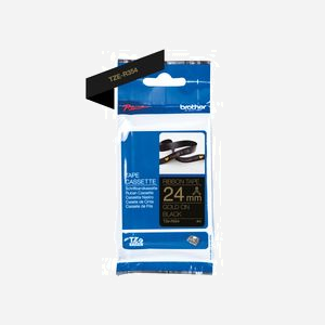 Brother TZe-R354 Ruban d'étiquette non-adhésif Or sur Noir 24mm x 4m TZe Transfert Thermique pour PT-P900W/P750W/P950NW/D600VP/D800W - Miniature 2
