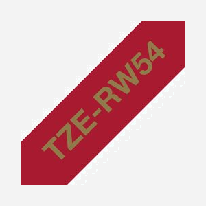 Brother TZe-RW54 Ruban Étiquette TZe Doré sur Rouge 24mm x 4m Transfert Thermique, Compatibilité PT-P900W, PT-H500, PT-P750W, PT-P950NW, PT-D600VP, PT-D800W - Miniature 1