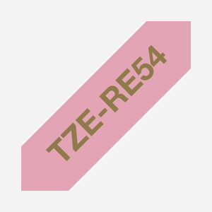 Brother TZE-RE54 Ruban Étiquette 24mm Or sur Rose - Technologie Transfert Thermique - Longueur 4m - Compatibilité P-touch PT-P900W, PT-D600VP et autres - Miniature 1