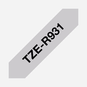 Brother TZe-R931 Ruban Étiqueteuse TZe Noir sur Argent 12mm x 4m, Type TZe, non adhésif, pour P-touch, Largeur 17mm, Conditionnement Blister.