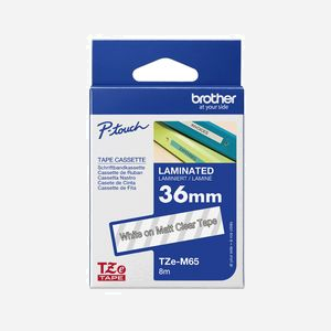 Brother TZe-M65 : Ruban d'étiquetage 36mm Transparent Mat, Laminé, 8m. Compatibilité P-touch PT-P900W, PT-D800W, PT-P950NW & autres. - Miniature 3
