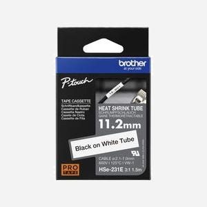 Brother HSE-231E - Gaine Thermo-Rétrécissable 11.2mm Noir sur Blanc pour Câbles 2.1mm à 7.0mm - Coefficient de Rétractation 3:1 - Compatibilité P-touch HS/HSE - Miniature 2