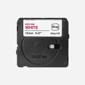 Brother BTAG-232 Ruban Adhésif Rouge/Blanc 12mm x 4m Non Laminé Compatible P-touch PT-N10/N20/N25BT - Miniature 2