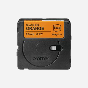 Ruban Brother BTAG-T31 Noir sur Orange 12mm x 4m Non Laminé Compatible P-touch PT-N10/N20/N25BT - Dimensions 45x53x62mm - Usage Domestique - Miniature 2